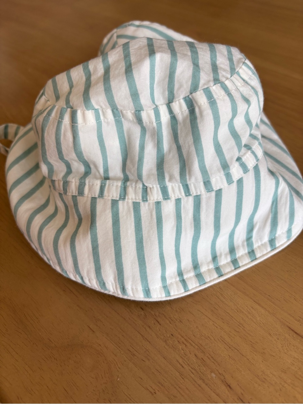 Pehr Baby Striped Sun Hat in White and Teal Green